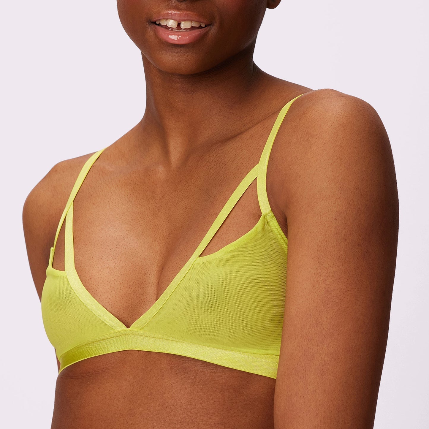 Strappy Triangle Bralette | Silky Mesh | Archive (Acid)
