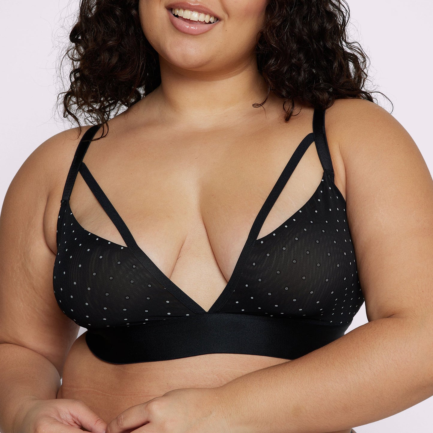 Strappy Triangle Bralette | Silky Mesh | Archive (Eightball Dots)