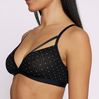 Strappy Triangle Bralette | Silky Mesh | Archive (Eightball Dots)