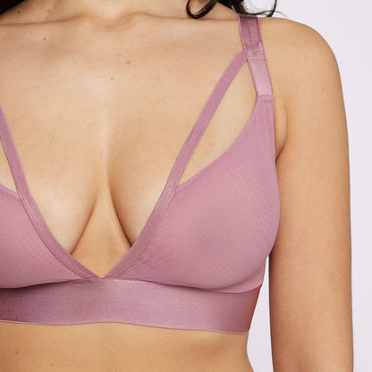 Strappy Triangle Bralette | Silky Mesh | Archive (Rose Petal)