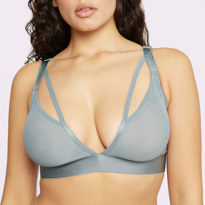 Strappy Triangle Bralette | Silky Mesh | Archive (Stormy)