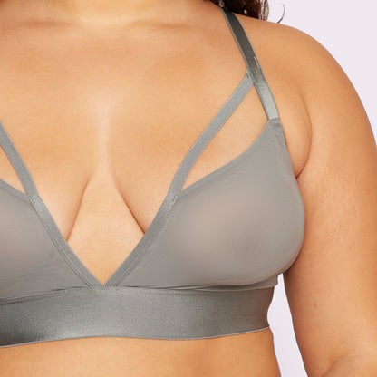 Strappy Triangle Bralette | Silky Mesh | Archive (Stormy)