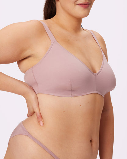 Vintage Soft Triangle Bralette | New:Cotton (Dusty Rose)