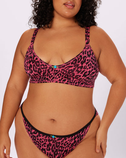 Betsey Johnson Vintage Rosette Triangle Bralette | New:Cotton (Electric Leopard)