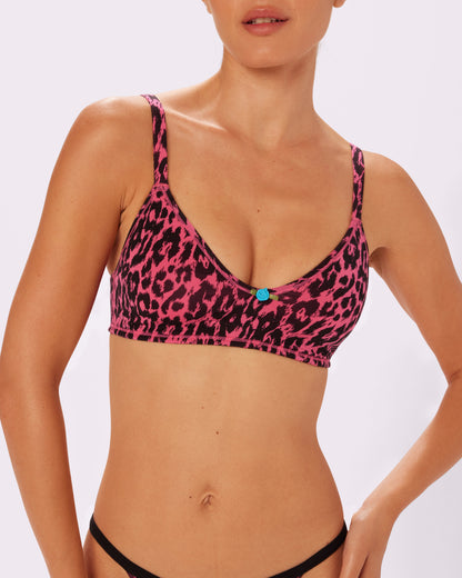 Betsey Johnson Vintage Rosette Triangle Bralette | New:Cotton (Electric Leopard)