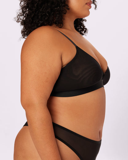 Betsey Johnson Cross-Back Triangle Bralette | Silky Mesh (Eightball)