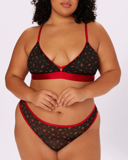 Betsey Johnson Cross-Back Triangle Bralette | Silky Mesh (Rosebud)