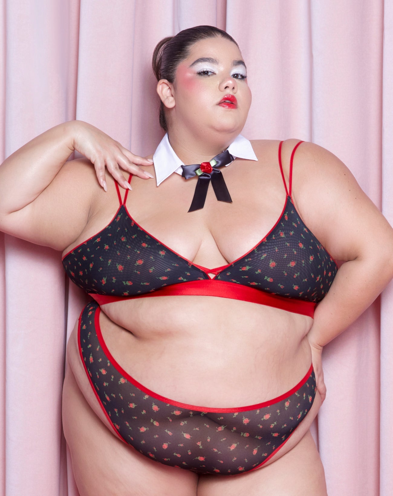 Betsey Johnson Cross-Back Triangle Bralette | Silky Mesh (Rosebud)
