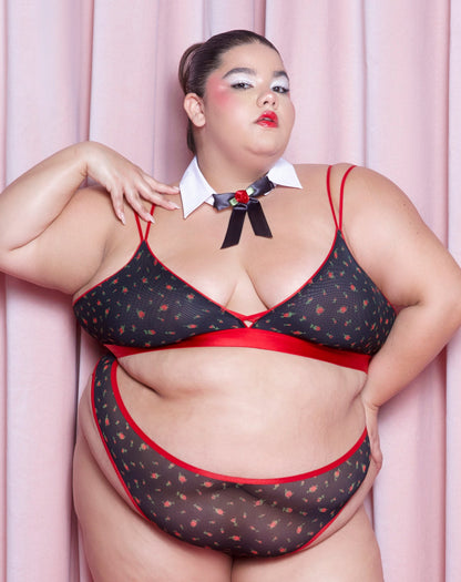 Betsey Johnson Cross-Back Triangle Bralette | Silky Mesh (Rosebud)