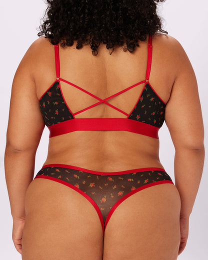 Betsey Johnson Cross-Back Triangle Bralette | Silky Mesh (Rosebud)