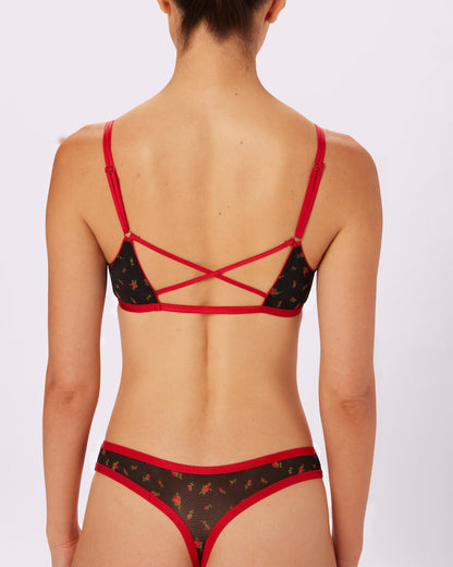Betsey Johnson Cross-Back Triangle Bralette | Silky Mesh (Rosebud)