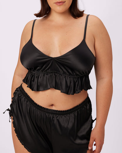 Luxe Tie-Back Flutter Crop | Luxe Satin (Eightball)