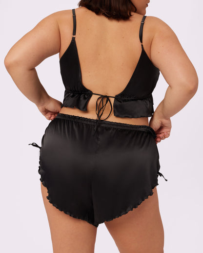 Luxe Tie-Back Flutter Crop | Luxe Satin (Eightball)