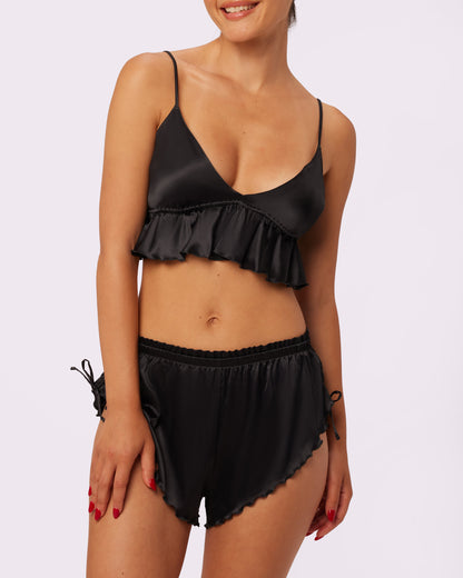 Luxe Tie-Back Flutter Crop | Luxe Satin (Eightball)