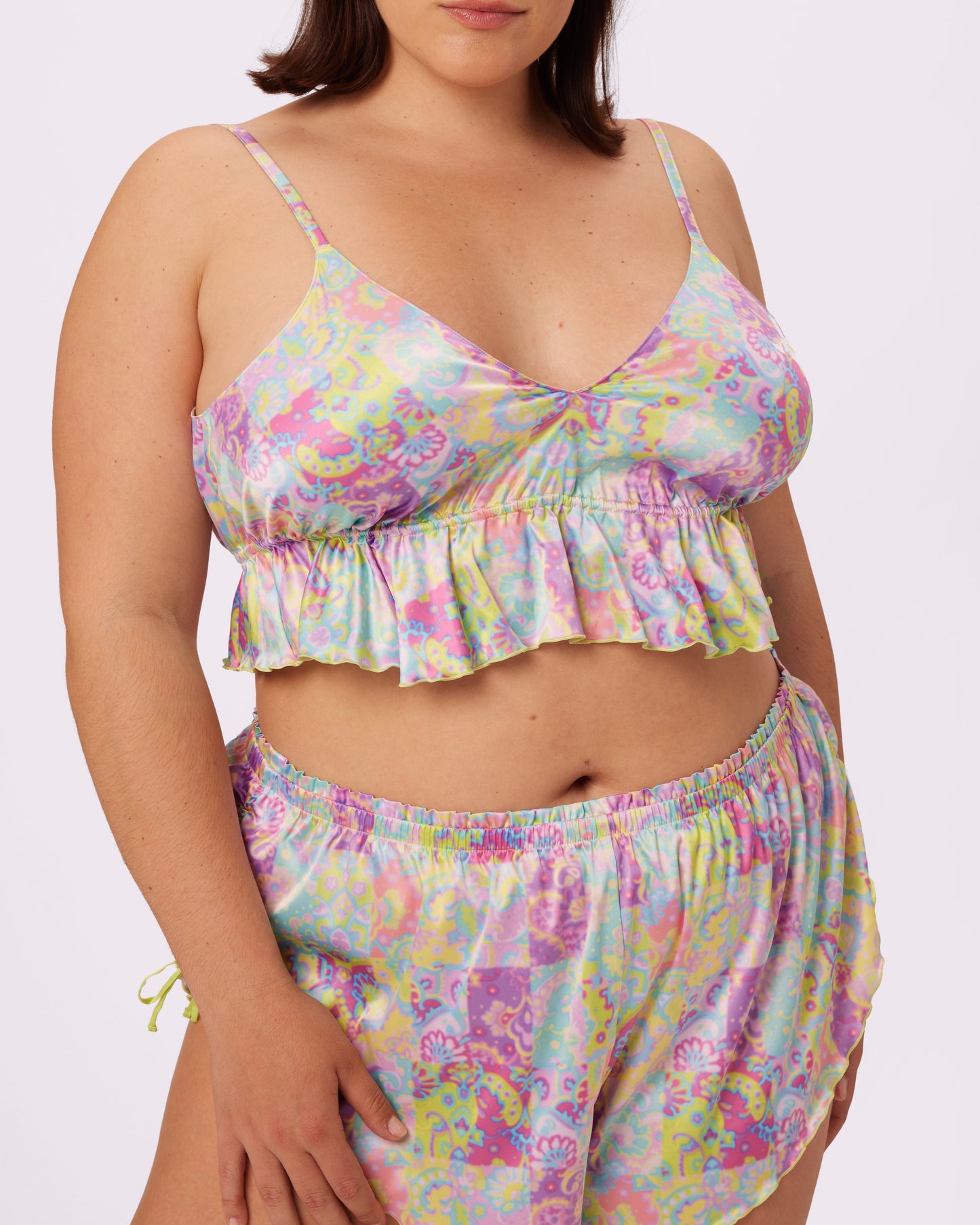 Luxe Tie-Back Flutter Crop | Luxe Satin (Versailles)