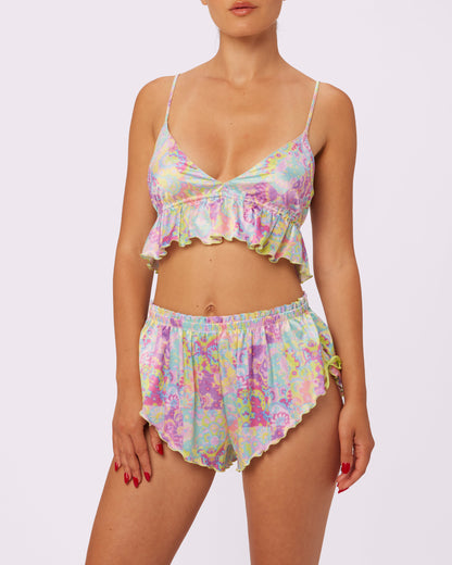 Luxe Tie-Back Flutter Crop | Luxe Satin (Versailles)