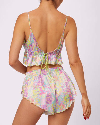 Luxe Tie-Back Flutter Crop | Luxe Satin (Versailles)