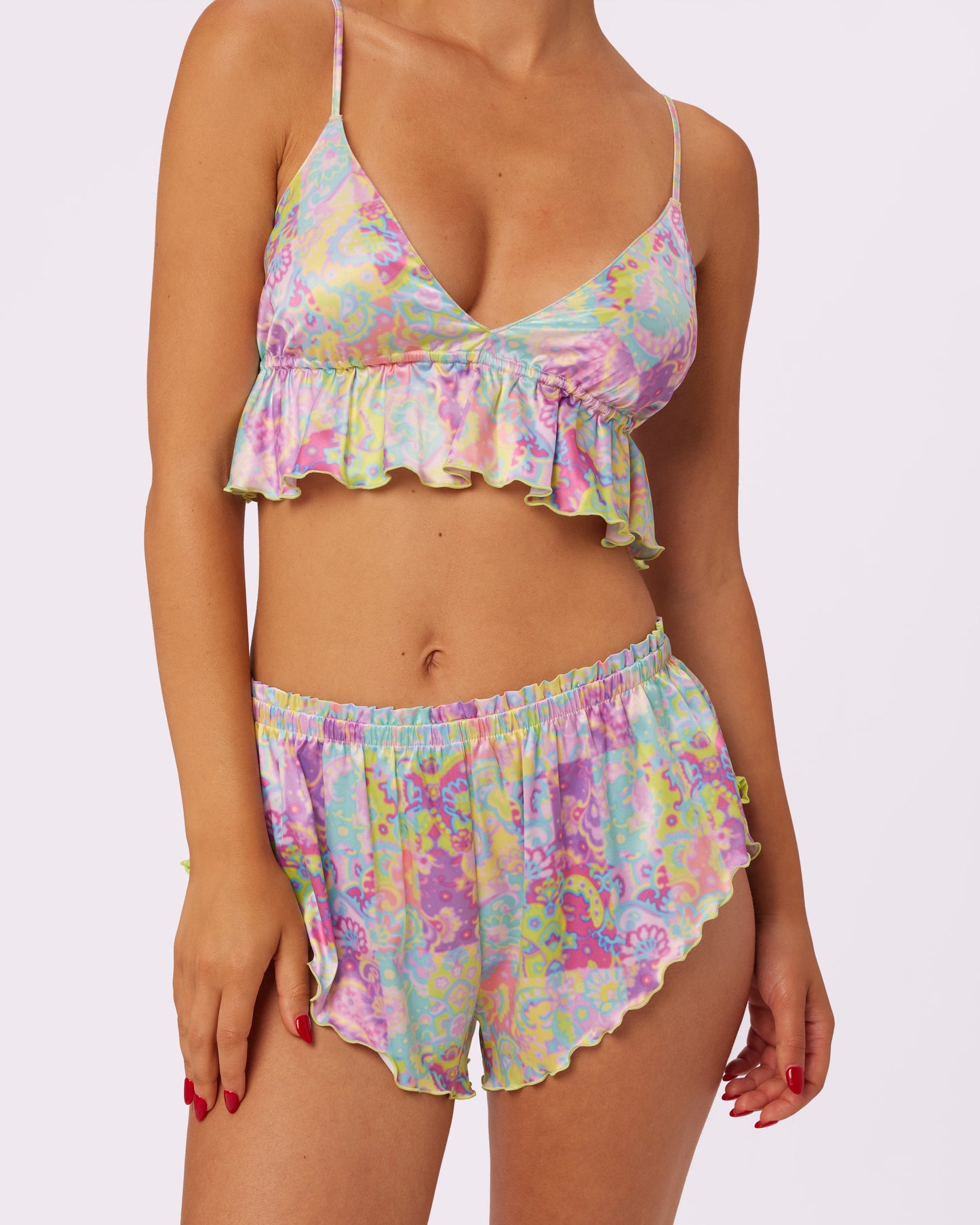 Luxe Tie-Back Flutter Crop | Luxe Satin (Versailles)