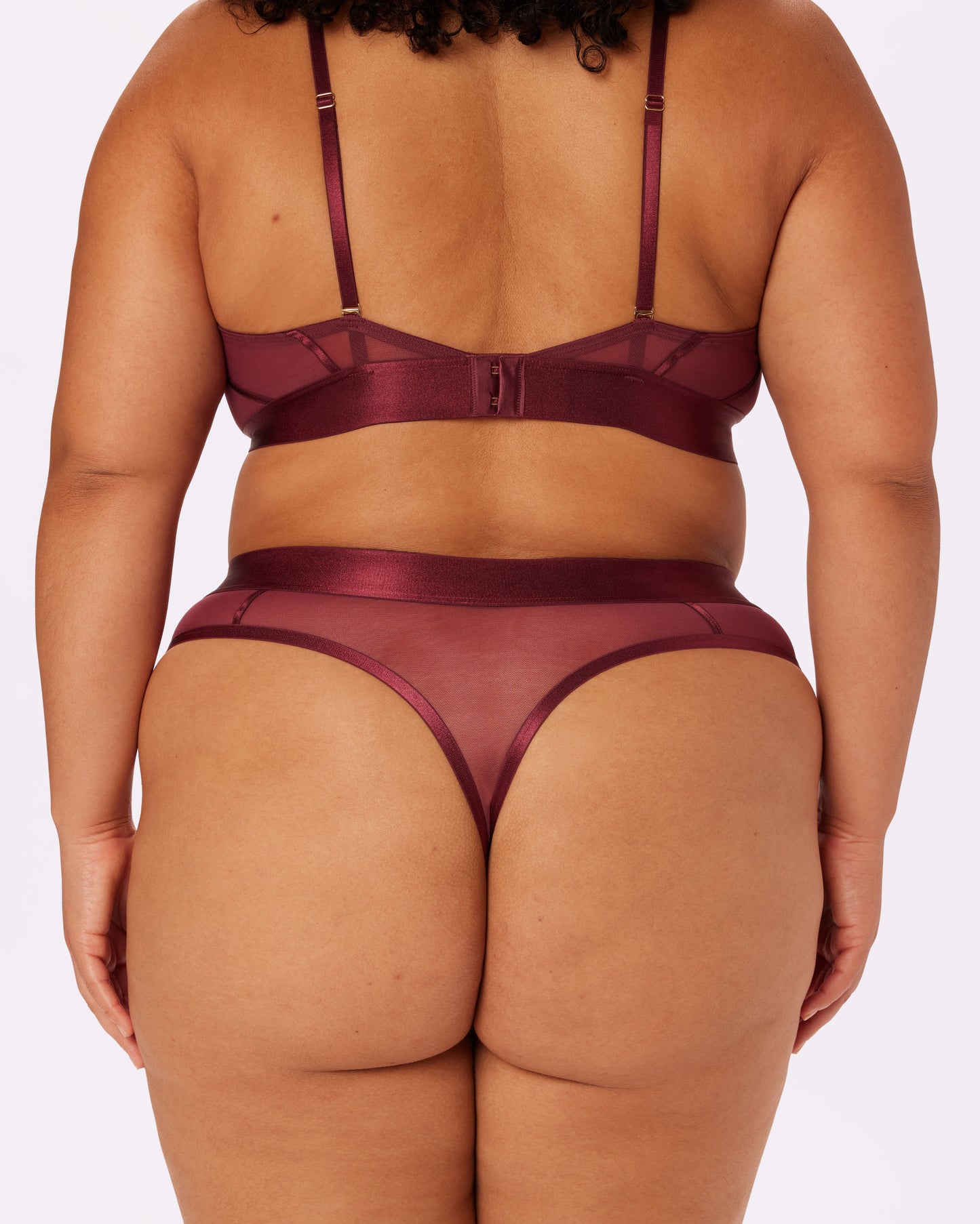 Sheer Sculpt Pop High Cut Thong | Silky Mesh | Archive (Blackberry)