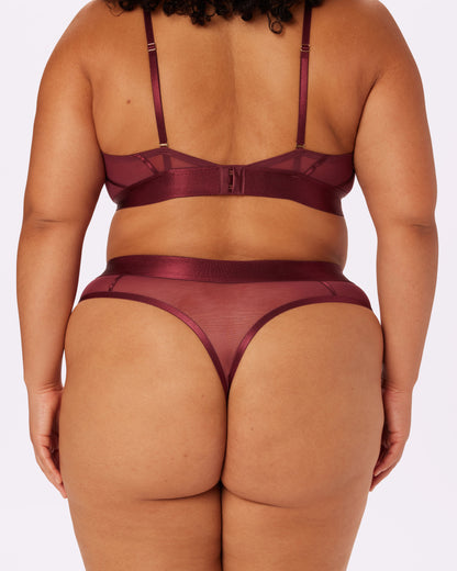 Sheer Sculpt Pop High Cut Thong | Silky Mesh | Archive (Blackberry)