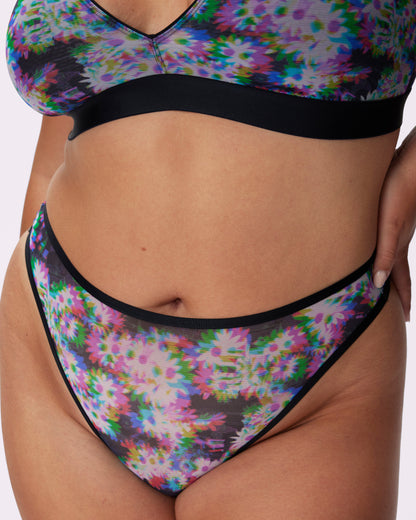 High Cut Thong | Silky Mesh (Technobloom)