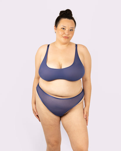 High Cut Thong | Silky Mesh (Dolphin)