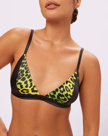 GANNI Luminous Glow Triangle Bralette | Glow Satin | Archive (Neon Kitten)