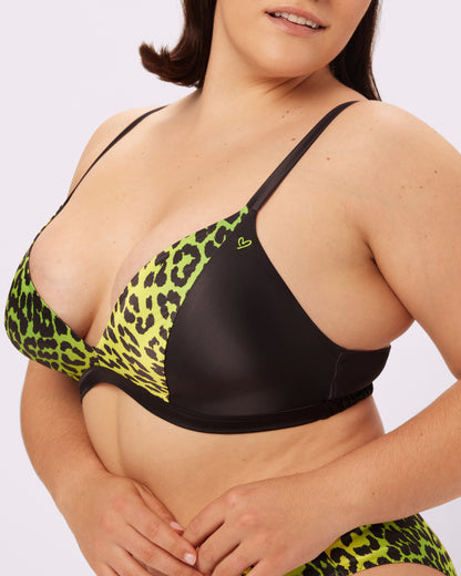 GANNI Luminous Glow Triangle Bralette | Glow Satin | Archive (Neon Kitten)