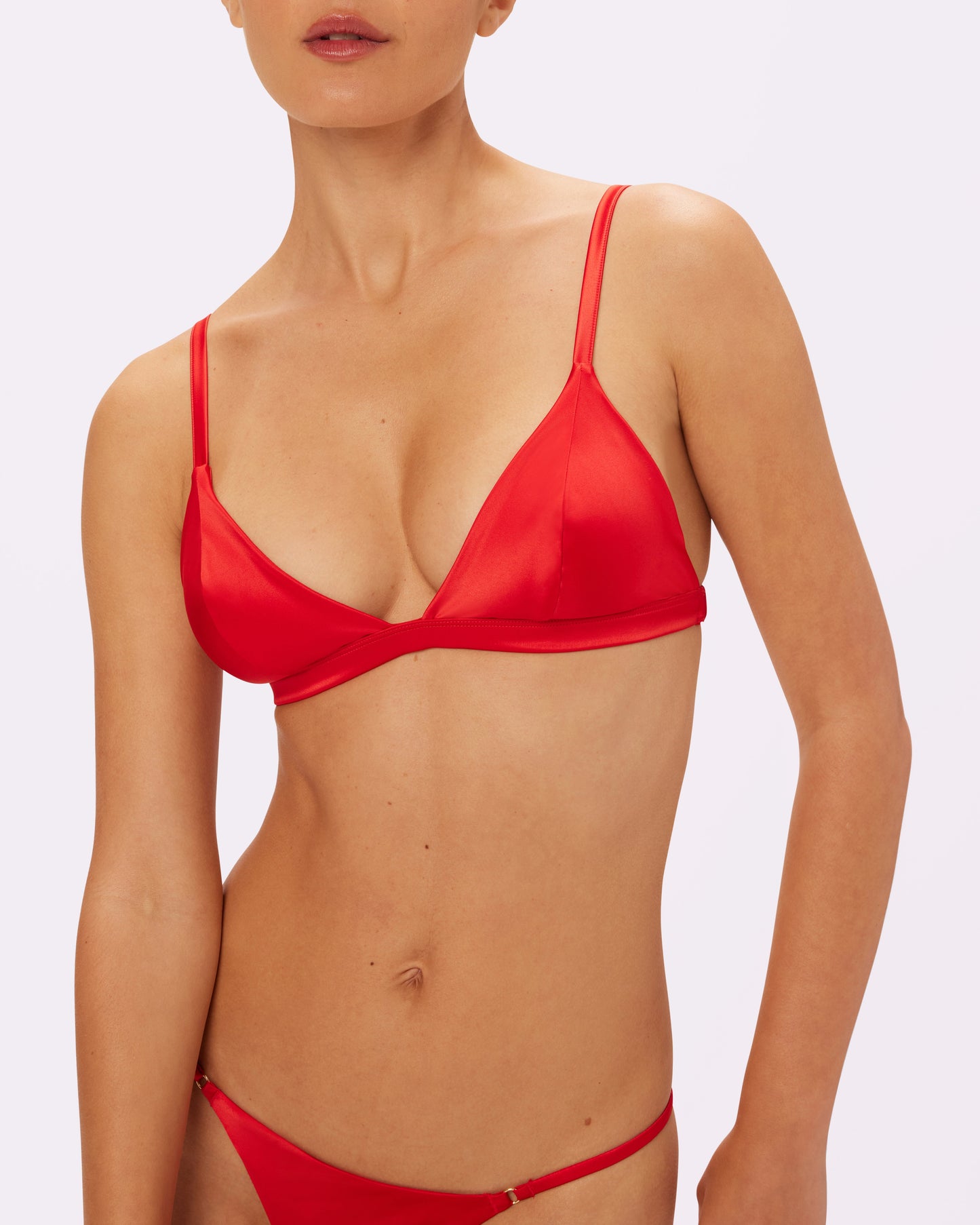 Luminous Glow Triangle Bralette | Glow Satin (Red Rose)
