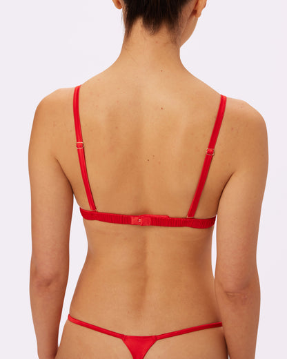 Luminous Glow Triangle Bralette | Glow Satin (Red Rose)