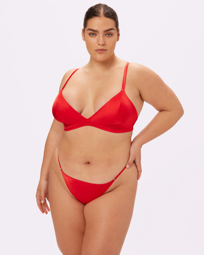 Luminous Glow Triangle Bralette | Glow Satin (Red Rose)