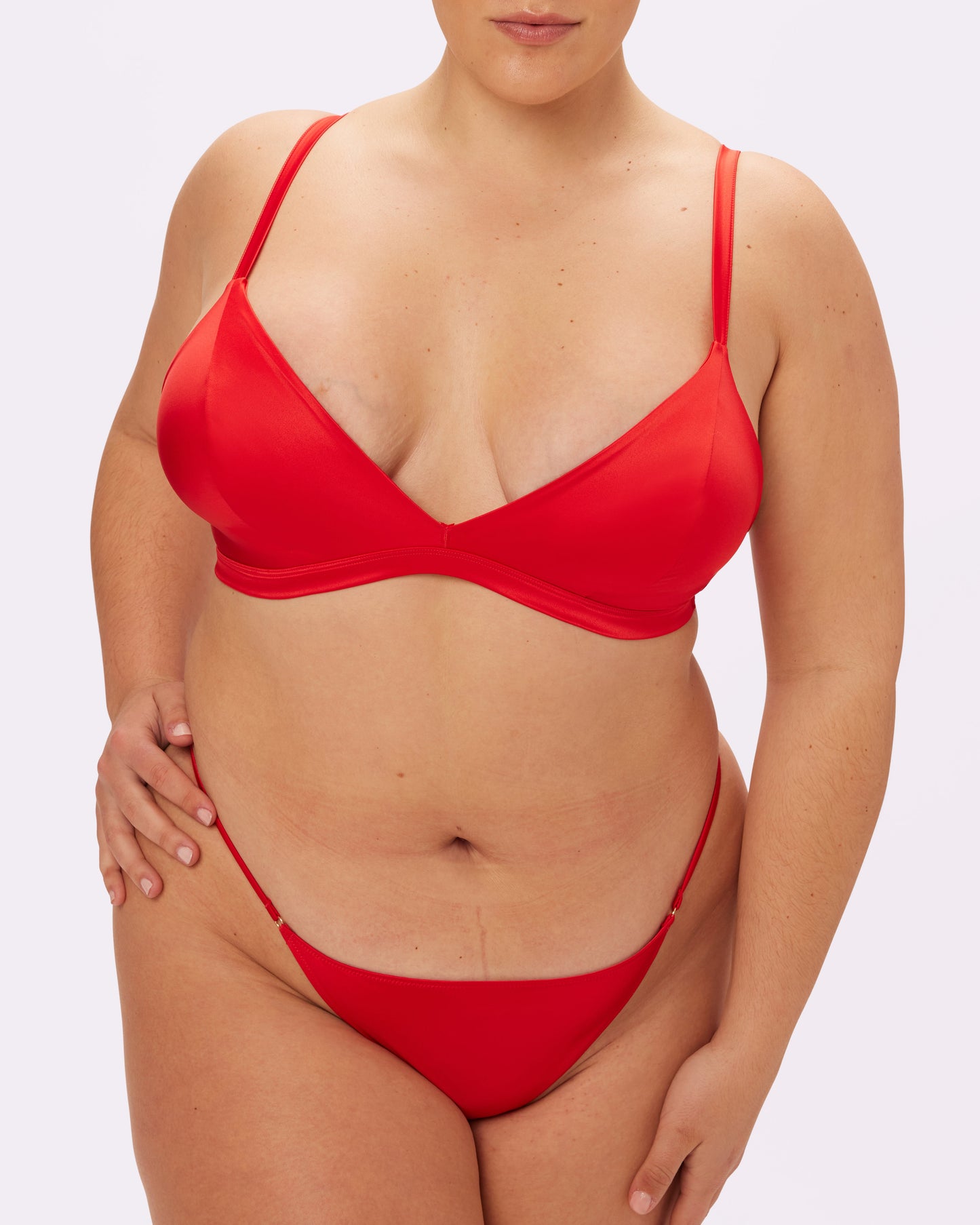 Luminous Glow Triangle Bralette | Glow Satin (Red Rose)