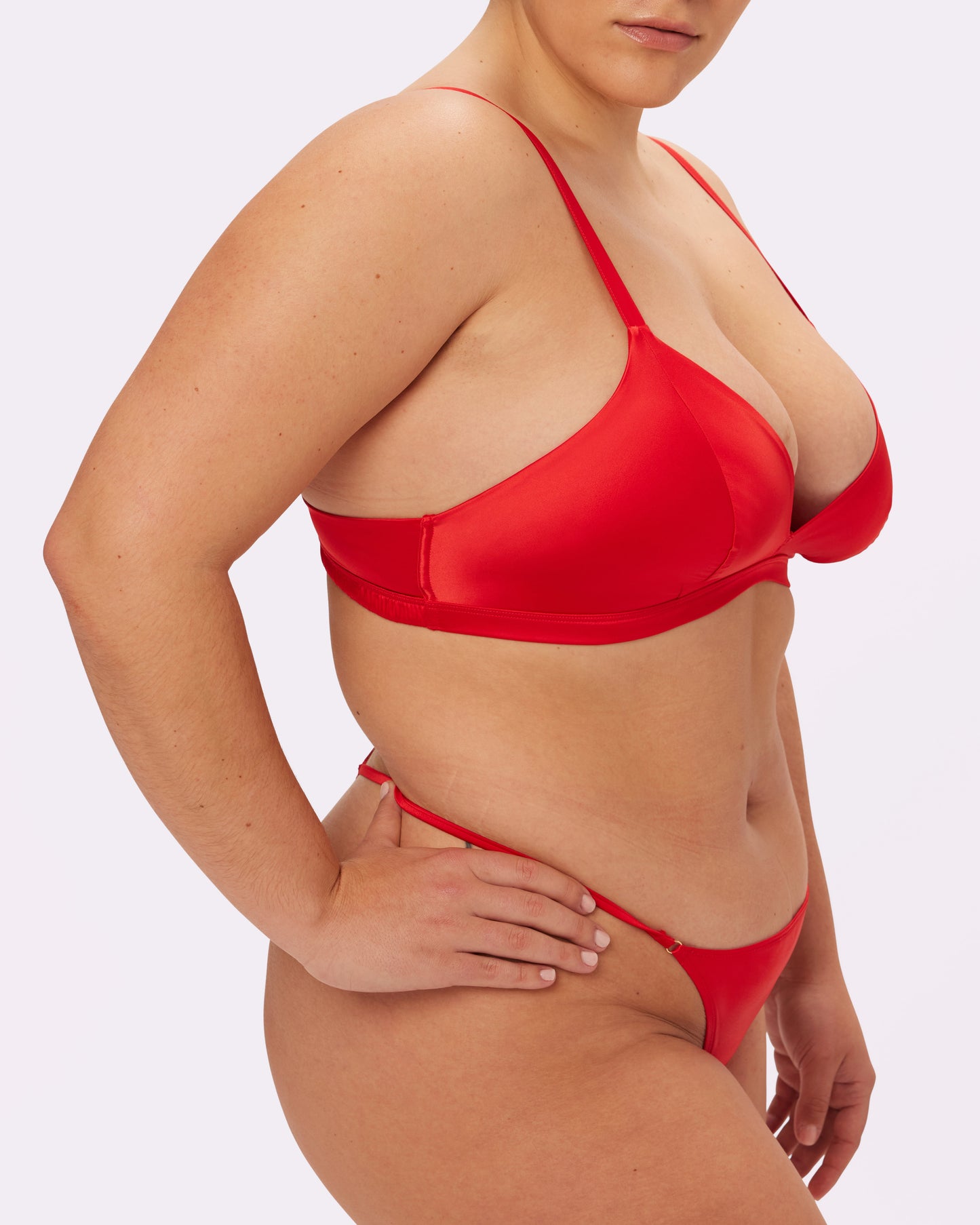 Luminous Glow Triangle Bralette | Glow Satin (Red Rose)
