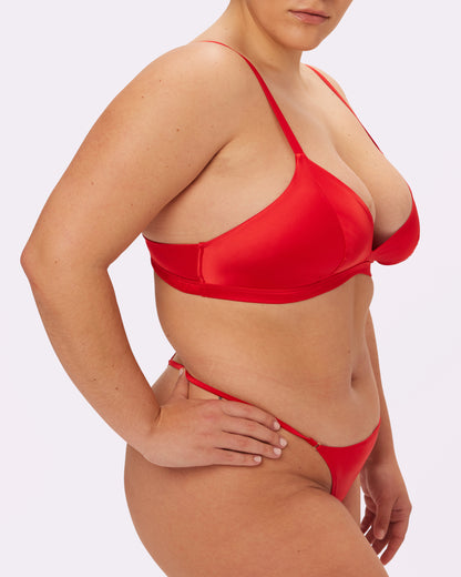 Luminous Glow Triangle Bralette | Glow Satin (Red Rose)