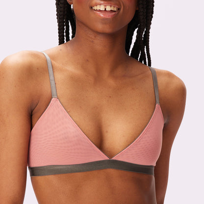 Triangle Bralette | Silky Mesh | Archive (Pink Canyon with Smokescreen Trims)
