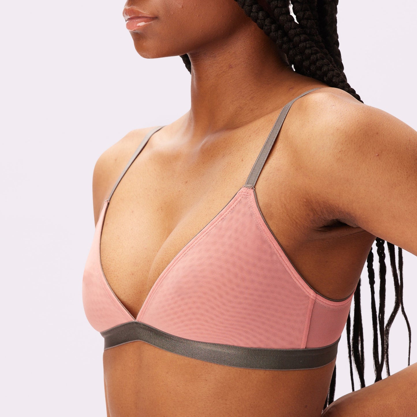 Triangle Bralette | Silky Mesh | Archive (Pink Canyon with Smokescreen Trims)