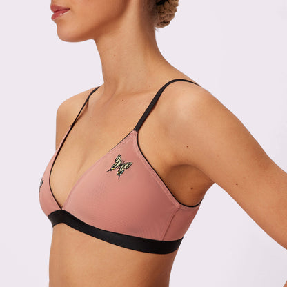 Triangle Bralette | Silky Mesh | Archive (Hot Honey Butterfly)