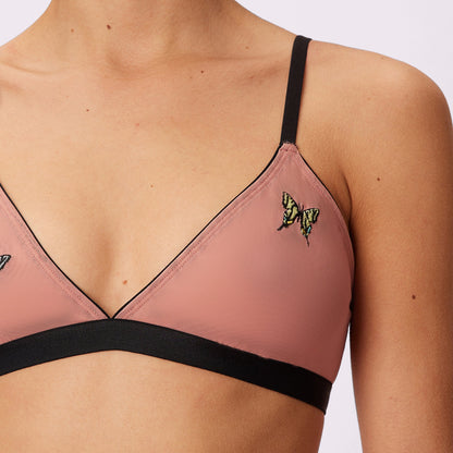 Triangle Bralette | Silky Mesh | Archive (Hot Honey Butterfly)