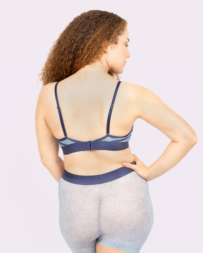 Silky Mesh Sheer Cutout Triangle Bralette | Silky Mesh (Denim Dupe)