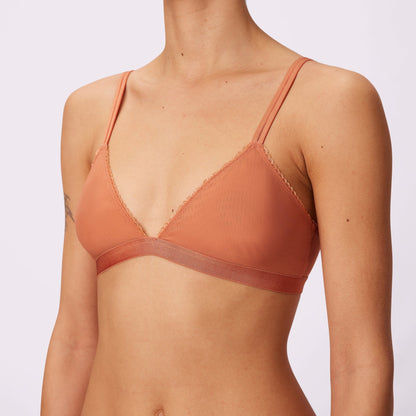 Flirty Lace Touch Triangle Bralette | Silky Mesh | Archive (Gingersnap)