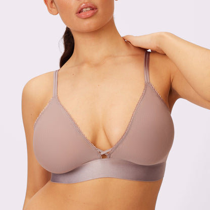 Flirty Lace Touch Triangle Bralette | Silky Mesh | Archive (Sandcastle)