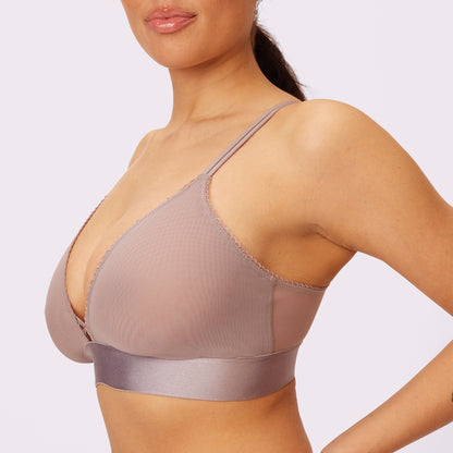 Flirty Lace Touch Triangle Bralette | Silky Mesh | Archive (Sandcastle)