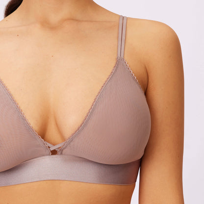Flirty Lace Touch Triangle Bralette | Silky Mesh | Archive (Sandcastle)