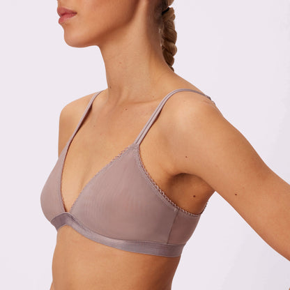 Flirty Lace Touch Triangle Bralette | Silky Mesh | Archive (Sandcastle)