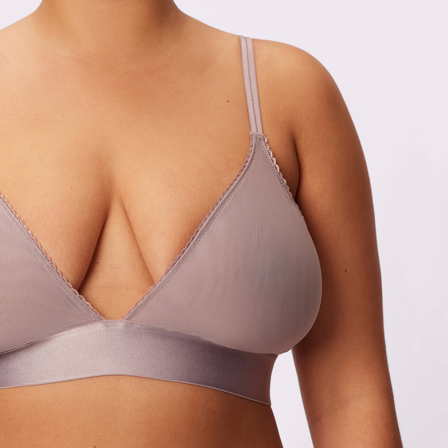 Flirty Lace Touch Triangle Bralette | Silky Mesh | Archive (Sandcastle)