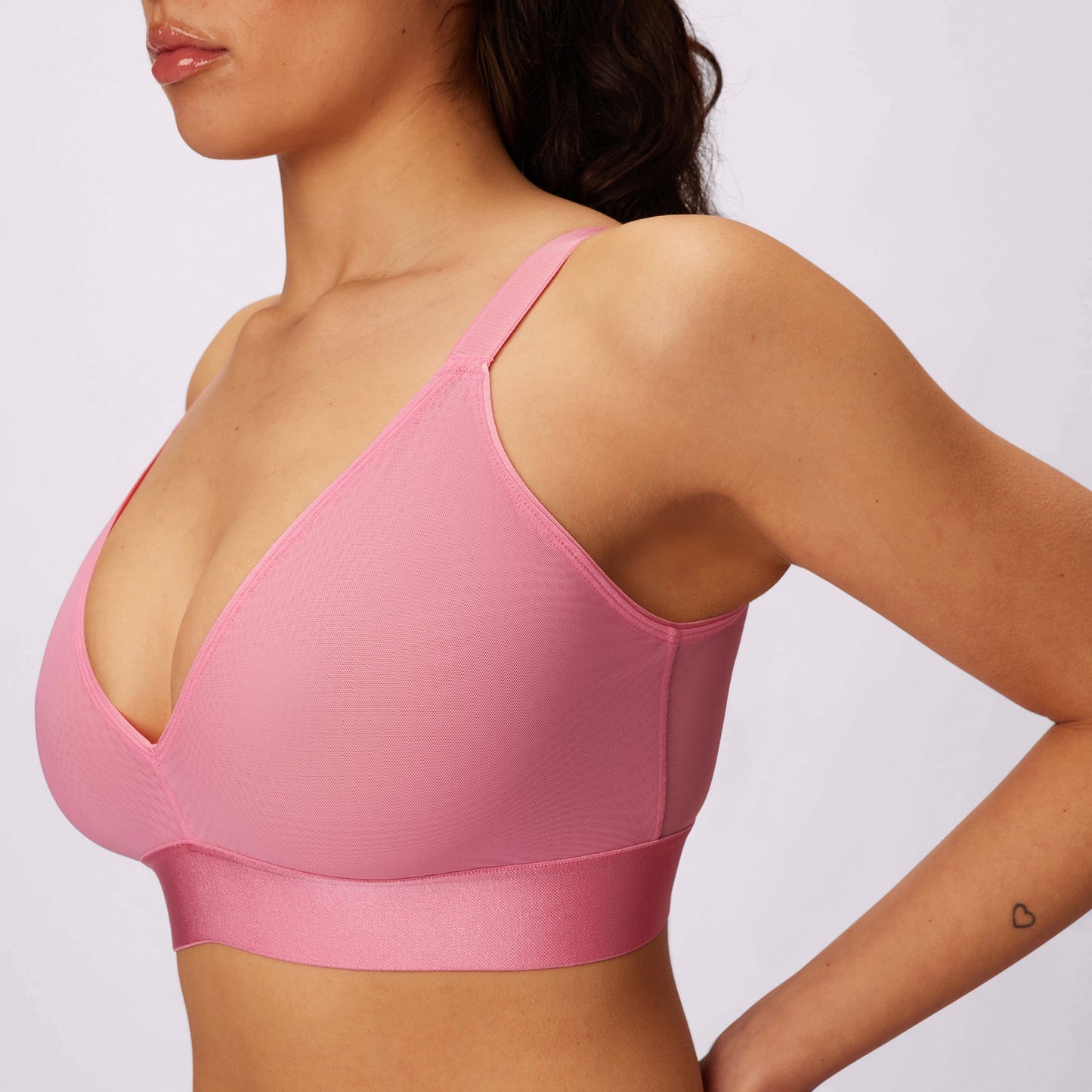 Triangle Bralette | Silky Mesh (Bubble Gum)