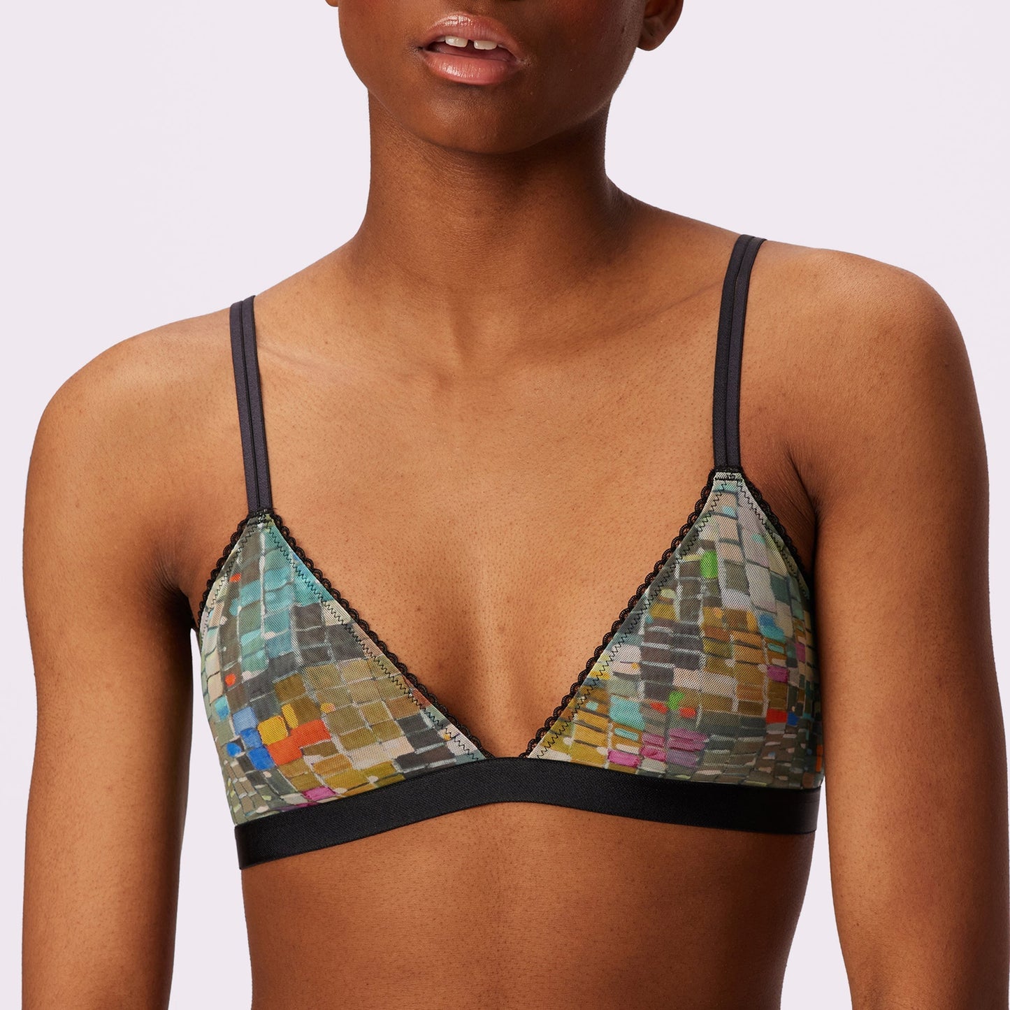 Flirty Lace Touch Triangle Bralette | Silky Mesh | Archive (Disco)