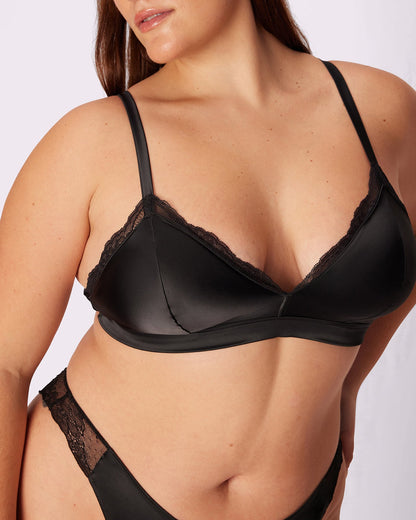 Luminous Lace Triangle Bralette | Glow Satin | Archive (Eightball)