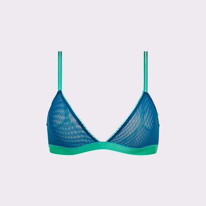 Flirty Lace Touch Triangle Bralette | Silky Mesh | Archive (Night Owl)