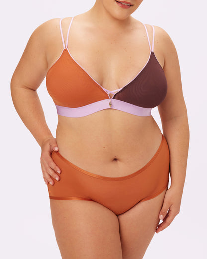 Cross-Back Triangle Bralette | Silky Mesh (Waffle Cone)